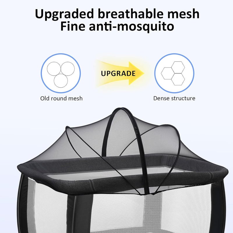 Cheermomo Pack n Play Cover, Travel Crib Tent, Pack and Play Mosquito Net Cover with 2-Way Zipper for Playpen/Mini Crib/Twin Bassinet to Keep Cats Out, Black - Image 5